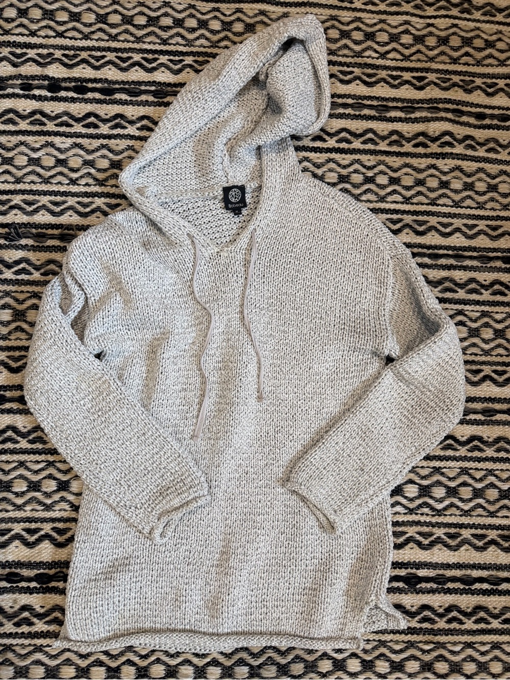 Men's Knit Hooded Sweater - Light Gray